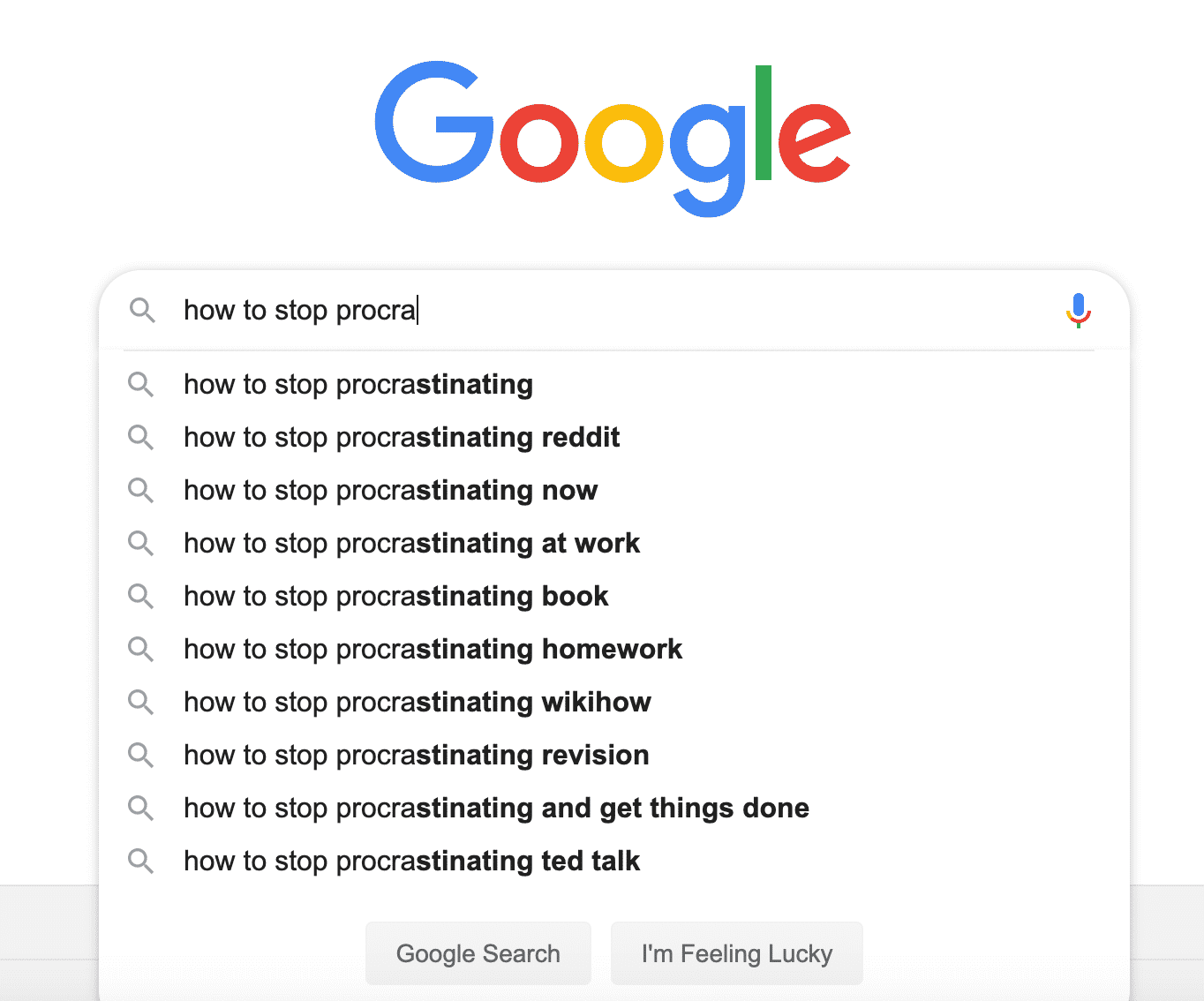 procrastination searches