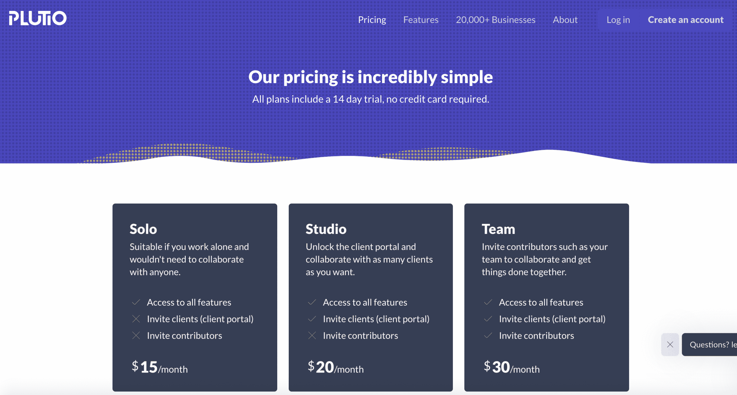 plutio project management pricing